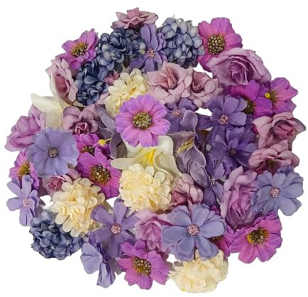 JOZMMZEOOA 40 Pezzi Fiori Finti per Decorazioni,Vari Colori Fiori Artificiali Fiorellini Bomboniere Fiori Finti da Interno per Torte Decorativi,per Fiorellini Bomboniere (Serie Viola)