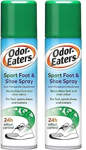 Odor-Eaters, 24 Hour Odour Destroying Antiperspirant Foot and Shoe Spray for Sport Shoes, 150 ml (Pack of 2)