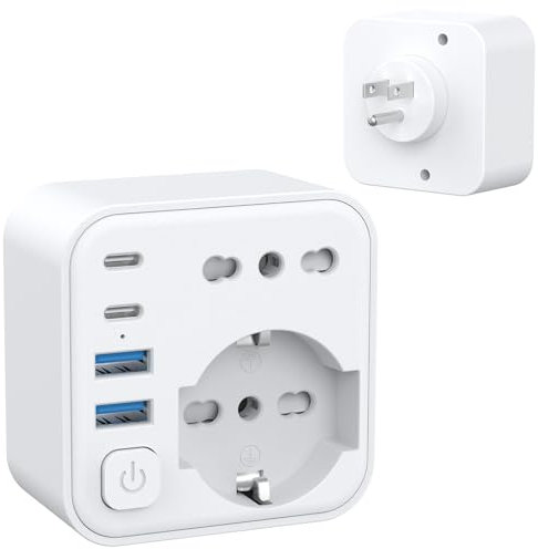 Aochxin Adattatore Presa Americana, 6 in 1 Adattatore Americana Italiano con 4 USB, per America, Canada, Messico, Thailandia, Colombia, Adattatore Prese Americana 3680W, Spina da Viaggio (Tipo B)