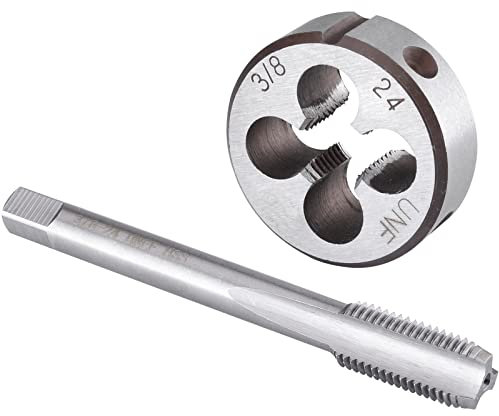 Filetage de vis, filière ronde, jeu de tarauds et filières 3/8-24 UNF à droite, taraud machine 3/8 x 24 UNF et filière ronde