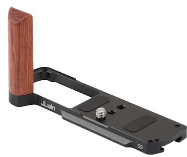 FOTGA L-förmiger Seitengriff aus Holz mit Schnellwechselplatte für PANAS0NIC Lumix S9 Kamera – Handgriff im Retro-Stil, QR-Platte Halterung Kompatibel mit Arca-Swiss Stativhalterung (Schwarz)
