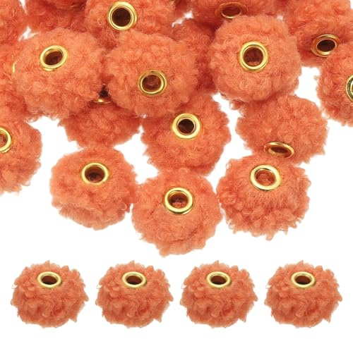 M METERXITY 50er Pack Flauschige Faux-Fur Pompon Perlen 2cm(0 8Zoll) Weiche Wolle Fuzzy Abstandshalter Perlen Für DIY Basteln/Schmuckherstellung/Stifte Bunte Puff Perlen Artikel [Orange]