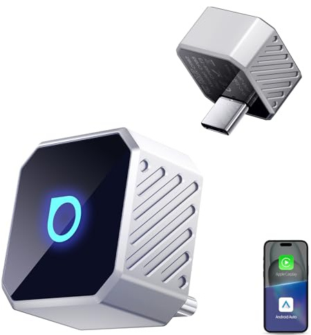 OTTOCAST Mini Pot 2026 Typ-C, 2-in-1 CarPlay & Android Auto Wireless Adapter für iOS 10+/Android 11+, Plug & Play, OTA-Upgrade, Konvertiert Kabelgebunden zu Kabellos um, Silber