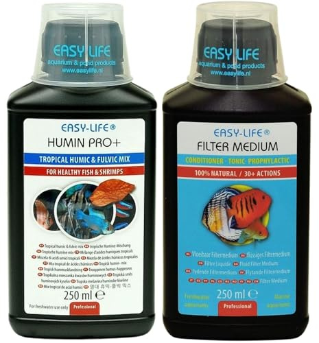 Easy Life Humin Pro+ & Filter Medium 2er Mix-Set – 2×250 ml Aquarium Wasseraufbereiter für klares Wasser, gesunde Pflanzen & stabile Aquarienbedingungen – einfache Anwendung für Süßwasserbecken