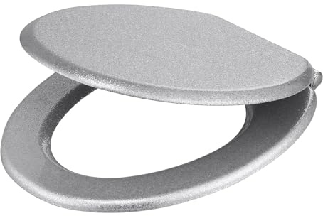 GoodHome Abattant WC Pilica Pailleté Fermeture Douce Argent