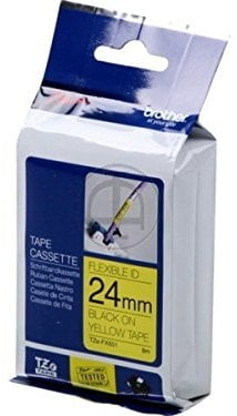 Brother Original P-touch Flexi-Schriftband TZE-FX651 24 mm, schwarz auf gelb (u.a. für Brother P-touch P700, -2430, -D600, -9700PC, -P750W) zur Kabel- und Rohrbeschriftung, laminiert