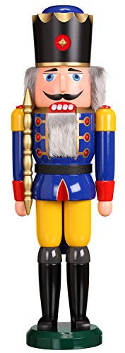 Seiffener Volkskunst 11801/2 Nussknacker Holzfigur Holz König Figur Höhe 60 cm groß blau