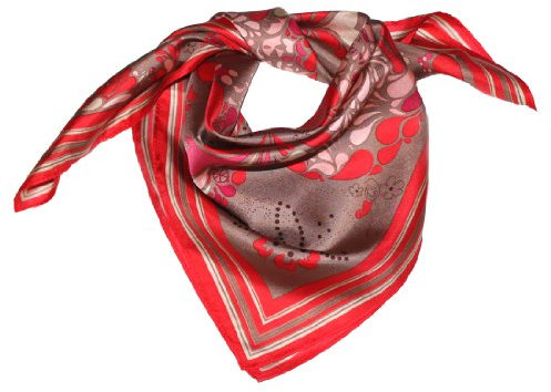 LORENZO CANA Foulard pour la femme – écharpe de 100% soie pour le printemps et l´été, carré avec les mesures de 70 x 70 cm – en rouge ecru beige sable marron rose