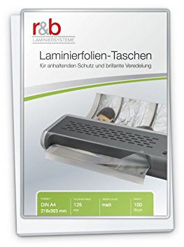 r&b FT-A4-125M Laminierfolien A4, 216 x 303 mm, 2 x 125 mic, 100 Stück