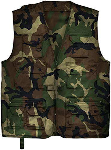 Outdoor Jagd- Angler Weste mit vielen praktischen Taschen� Farbe Woodland Größe 3XL