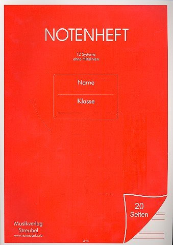Notenheft 12 Systeme ohne Hilfslinien Din A4, 20 Seiten