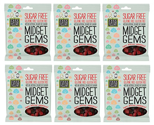 Midget Gems - Sugar, Gelatine & Gluten Free Jellies Sweets 100g (Pack of 6)