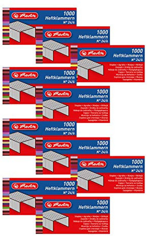 Herlitz 8760514 Heftklammern Nummer 24/6 verzinkt, 1000 Stück, metall (10 Packungen / 24/6)