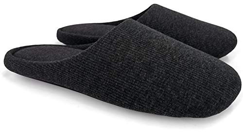 ofoot Pantoufles Intérieur pour Femmes, Chaussures de Ville Antidérapant en Coton Lavable avec Mousse Moire de Forme(Carbone Gris,38/39 EU)