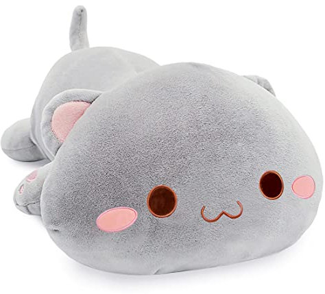 Zaloife Plüschtier Katze, Plush Plüschfigur 40cm, Stofftier Plüsch, Kuscheltier Puppe Geschenk für Kinder(Grau)