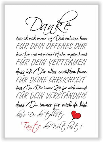 Danke für die tollste TANTE der Welt - Kunstdruck Bild Geschenk Definition Tante Geburtstagsgeschenk Deko Geschenkidee Bedanken DIN A4