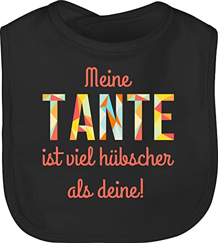 Shirtracer Baby Lätzchen - Meine Tante ist viel hübscher als deine - Unisize - Schwarz - auntie sprüche baumwolle aunt wie latz babygeschenke von laetzchen geschenk babygeschenk baby-kleidung tantes