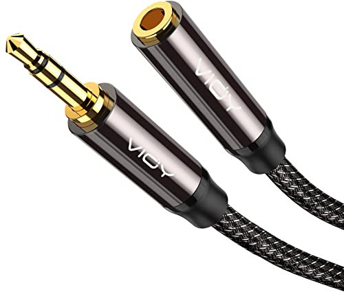 VIOY Headphone Extension Cable 2M,[Copper Shell, Hi-Fi Sound] 3.5mm Male to Female Stereo Audio Cable Nylon Braided Aux Cord for Smartphones, Tablets, Media Players…