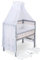FabiMax Baby Beistellbett für Boxspringbett, TÜV geprüft 2022, inkl. Matratze und Komplettset, Buche massiv grau/Natur, Air/graue Sterne auf weiß