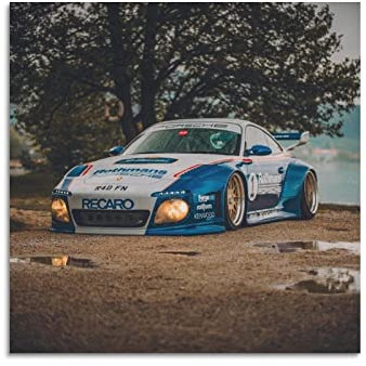 JUNNA Sportauto-Poster für RWB 911 997 Supercar Rennauto, dekoratives Gemälde, Leinwand, Wand- und Kunstbild, Familienzimmer, 60 x 60 cm