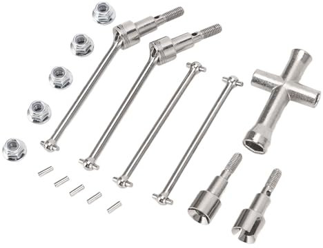 SUNGOOYUE Eje de Transmisión de Coche RC, Kit de Eje de Transmisión de Coche de Control Remoto Delantero Trasero de Acero de Gran ángulo Apto para SCY 1/16 16103 16201 16101 16102 Pro RC