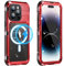 WIFORT für iPhone 14 Pro Hülle Wasserdicht mit MagSafe, 360 Outdoor Metall Schutzhülle mit Displayschutz, IP68 Waterproof Staubdicht Handyhülle Komplettschutz Stoßfest Panzerhülle Heavy Duty Case Rot