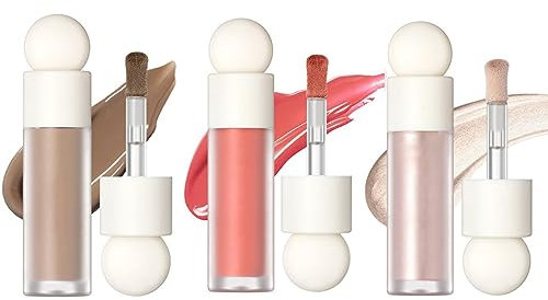 Ofanyia Liquid Blush Highlighter Contour Set, Soft Cream Highlighter Contour Blush Face Makeup, Lightweight Blendable Feel, Easy to Blend Soft Velvet Liquid Blusher for Cheek