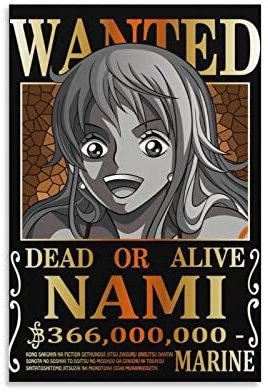 Anime One Piece Wanted Poster Nami Poster, Kunstdruck, Wandfoto, Malposter zum Aufhängen, Familiendekoration, 30 x 45 cm