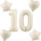 Beige Luftballons Zahl 10+4 pcs herz/stern Folienballon Zahl 10 .Geburtstag mädchen,40 Riesenzahl Ballons 10.geburtstagsdeko Jungen,Zahlenballon 10, Helium Ballons 10 Zahlen Luftballons