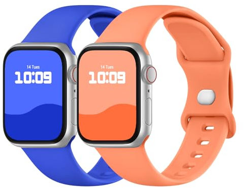 Adepoy 2 Pack Strap Compatible with Apple Watch Straps 49mm 46mm 45mm 44mm 42mm 41mm 40mm 38mm, Soft Silicone Sport Band with Classic Clasp for iWatch Series 10 9 8 Ultra SE 7 6 5 4 3 2 1 Ultra 2