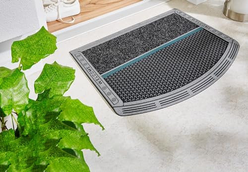 Kettelservice-Metzker Dual Fußabtreter für Innen und Aussen I 65 x 47cm Halbrund