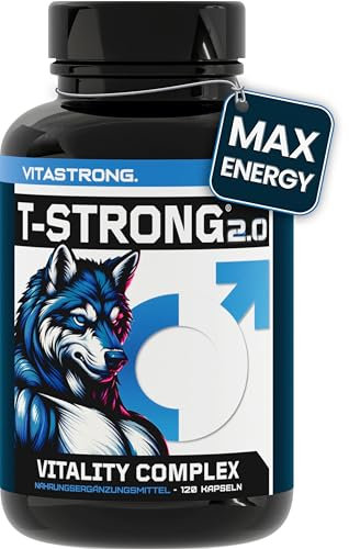 Vitastrong Vitality Complex - 120 capsule T-Strong 2.0 con arginina, taurina, maca, fieno greco, ginseng, ginkgo, zinco, vitamina B6 - Energia, benessere maschile e supporto alle prestazioni