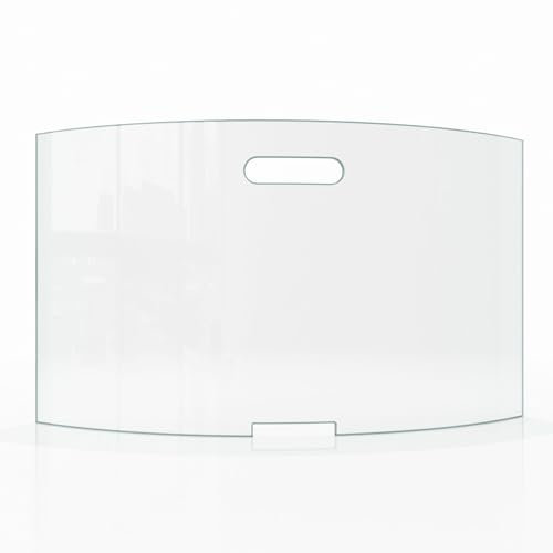 BIJON Kaminschutzgitter aus Spezial-Sicherheitsglas, Hitzeschutz Funkenschuztgitter, Ofenschutzgitter aus echtem ESG-Glas, Kamin Ofen Glas Funkenschutz 65 x 45 x 14 cm