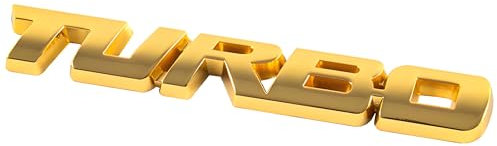 NewL 3D-Metall-Emblem-Buchstaben, Turbo, Karosserie-Dekoration, modisch, personalisierbar, Zubehör, Aufkleber (Gold, 9,6 cm x 1,1 cm)