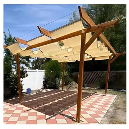 ZXCVBNAS Pergola Shade Cover Retractable Pergola，Retractable Waterproof Wave Sun Shade Canopy，Telescopic Canopy Pergola Cover，for Patio, Porch, Yard，Easy to install, Anti-UV(W3*L7m/W9.84*L22.96ft)