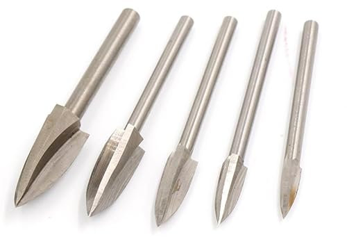 5 Piezas Juego de Brocas de Tallado de Madera para Herramienta Rotativa, para Dremel, Brocas para Grabado en Madera Dura con Vástago de 1/8”, Wood Carving Tools Tallado Accesorios para Dremel