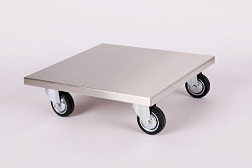 Möbelroller/Pflanzenroller (Profi) 40x40 cm, Edelstahl, 200kg, große rollen, Marke: Szagato, Made in Germany (Design-Pflanzenroller Transportroller Rollbrett)