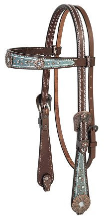 Weaver Leder Savanne Stirnband Halfter, 10-0420, Metallic Turquoise/Brown