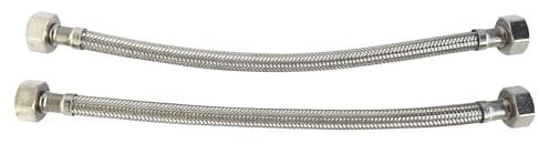 SOMATHERM FOR YOU, Lot de 2 flexibles sanitaires 1/2 - Raccords écrous tournants - Longueur 500mm - Acier inoxydable tressé - Résistant, souple et facile à installer - Norme ACS, certifié QB