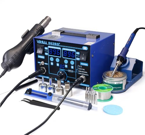 YIHUA 862BD+ SMD ESD Safe 2 in 1 Soldering Iron Hot Air Rework Station °F /°C with Multiple Functions