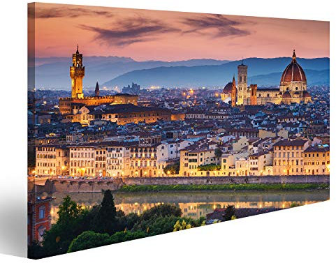 Bild Bilder auf Leinwand Schöner Sonnenuntergang über Kathedrale von Santa Maria del Fiore (Duomo), Florenz, Italien Wandbild Poster Leinwandbild UHY