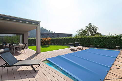 ANKO PLANEN telo copripiscina rettangolare di sicurezza avvolgibile – massima sicurezza tutto l’anno – SafeDeluxe – senza barre (4,8m x 6m, Blu)