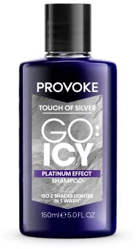 PROVOKE Touch of Silver Go Icy Shampoo 150ml, Icy Platinum Look in Just 1 Wash, Triple Toning Technology to Cool Down Warmer Brassy Tones for an Extra Light Colour, Enriched Keratin to Deeply Hydrate