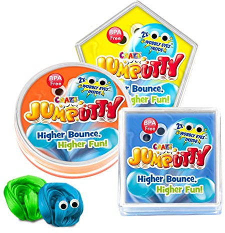 JUMPUTTY Springknete Hüpfknete Bunte Kinderknete Knetmasse 15g Dose Jump Knete Kinderparty Geschenk 18675, 5 Farben
