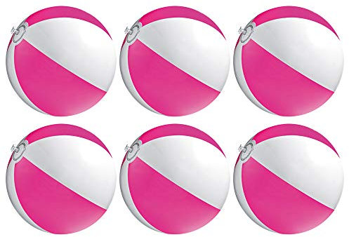 noTrash2003 Set aus 6 Aufblasbare Wasserbälle Strandbälle Beachball Urlaub Beach Strand Pool (Pink)