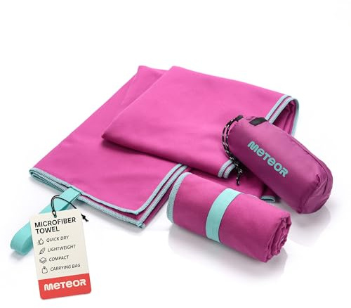meteor microfibre towel – Lightweight travel towel for gym, swimming, backpacking – Compact & quick-dry gym towels with carry pouch – Travels Ideal for everyday use and trips – 80 x 130 cm – Violet