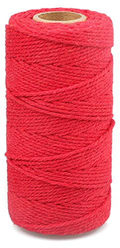 Macrame Cuerda de Algodón Hilo Macrame Cordel 2mm x 100M para Decoración, Manualidades, Embalaje (Rojo, 100M)