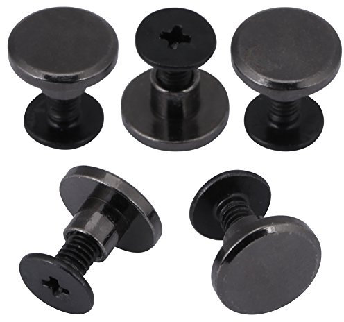 Oumefar 20 pièces Rivets à tête plate en cuivre, Rivets de sangle de ceinture à tête plate en laiton, vis noire 5mm 8mm pour cuir clous