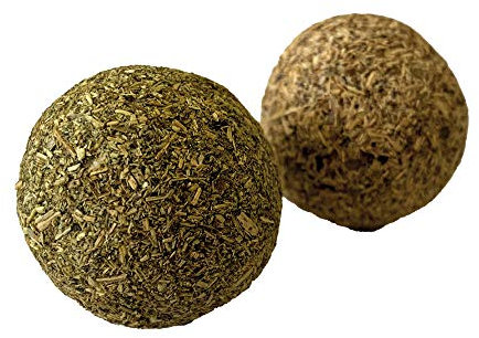 Croci Euphoria - Bolas de hierba gatera y Silvervine, juego de 2 bolas con hierba gatera y Silvervine prensada para gatos y cachorros, 3 cm