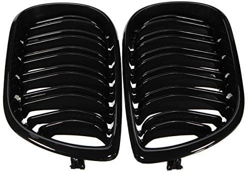 Viviance Parrilla de doble línea Parrillas delanteras en negro brillante compatible con BMW E46 4-DOOR 3 Series 02-04